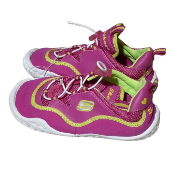 Skechers Youth Girl's Summer Water Beach Shoes  Pink Lime Green Sz 2 - Picture 3 of 7